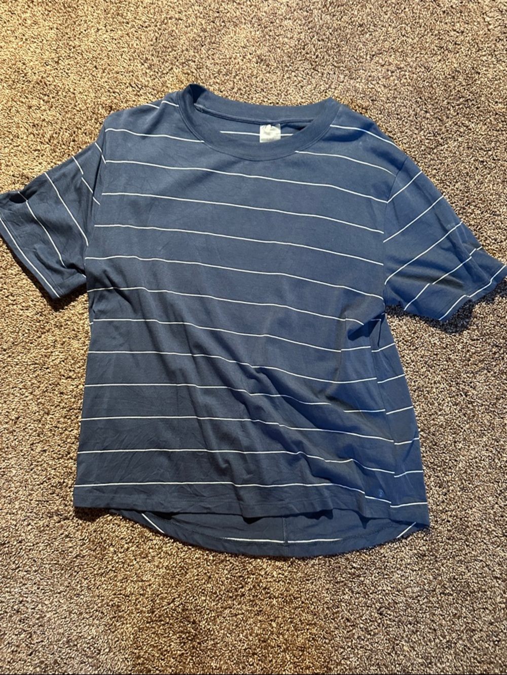 Striped Navy Blue Crewneck Tee - L